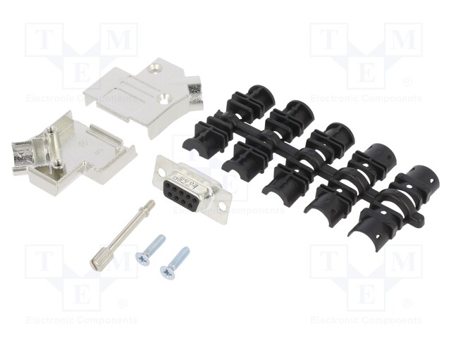 D-Sub; PIN: 9; female; shielded; angled 45°; soldering; for cable