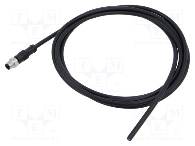 Connector: M8; plug; male; straight; cables; -20÷80°C; IP67; PIN: 3