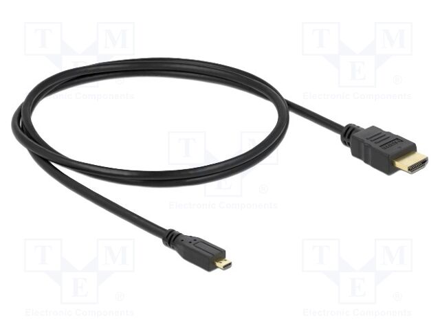 Cable; HDMI plug,micro HDMI plug; 4K,HEC,UHD 2160p; 1m; black