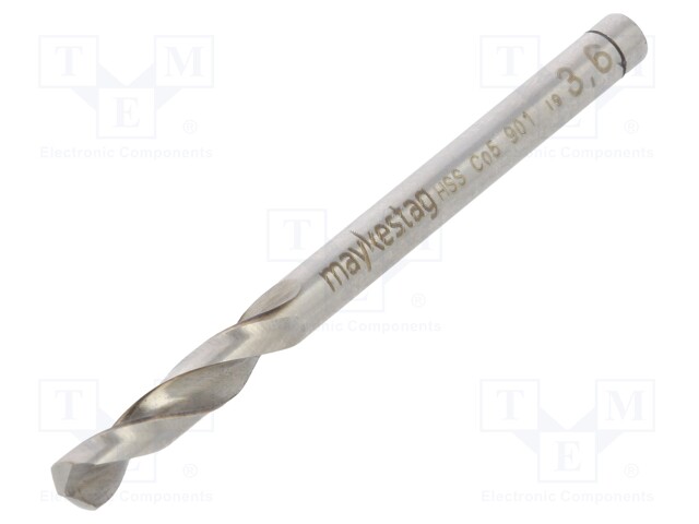 Drill bit; for metal; Ø: 3.6mm; L: 52mm; HSS-CO; bulk,industrial