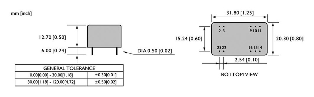 Converter: DC/DC; 2.5W; Uin: 18÷36VDC; Uout: 5VDC; Uout2: -5VDC