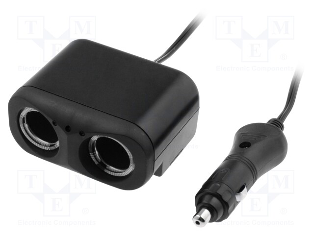 Cigarette lighter splitter; car lighter socket x2; 10A; black