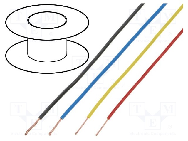 Wire; stranded; Cu; 24AWG; black; PVC; 300V; 18m