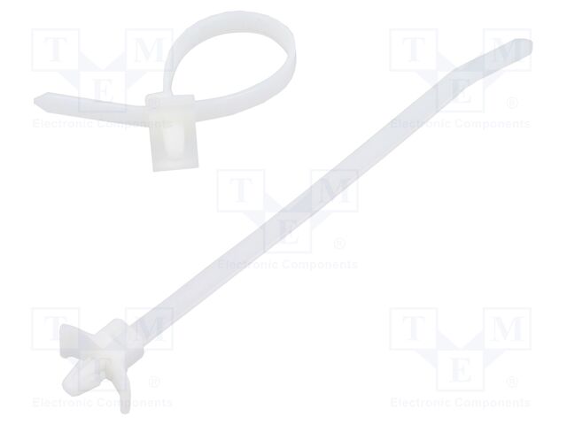 Cable tie; with fixing lugs; L: 130mm; W: 4.8mm; natural; polyamide