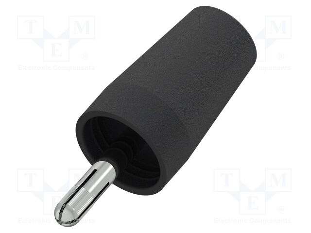 Plug; 4mm banana; black; non-insulated; 43mm; nickel plated
