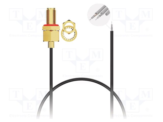 Cable; wires,SMA female; black; straight; -40÷85°C; 0÷6GHz; 304mm