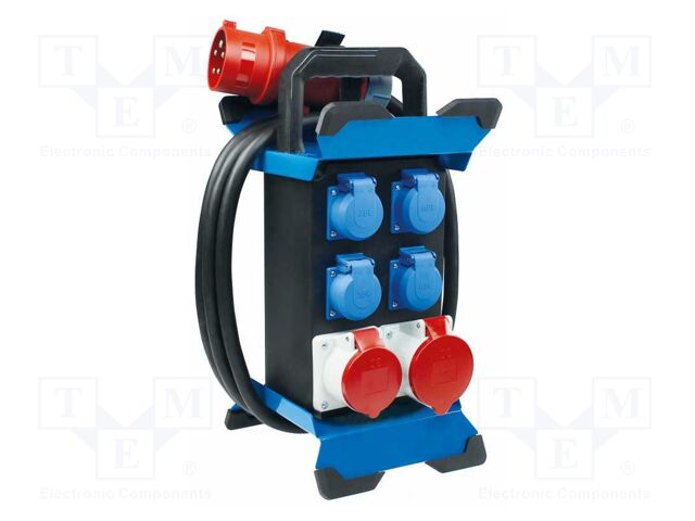 Electric switchboard; 5G4mm2; Sockets: 6; rubber; black; 4.5m; 32A