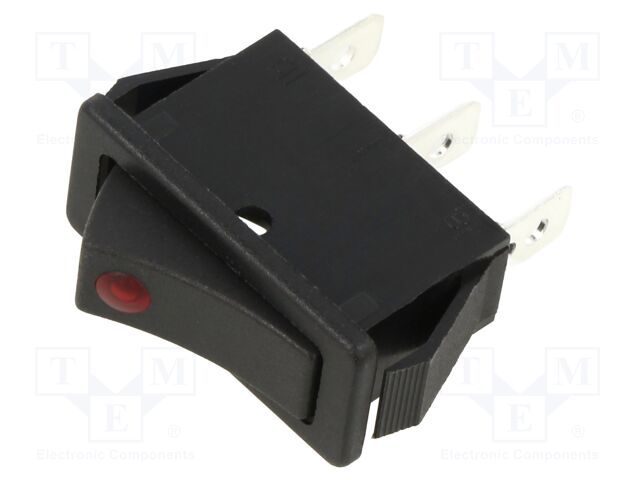 ROCKER; SPST; ON-OFF; 20A/125VAC; black; LED; R4; 30.1x11.1mm