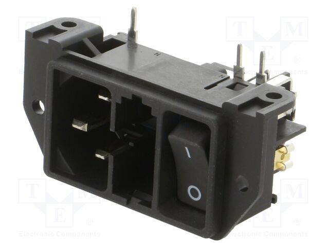 Connector: AC supply; socket; male; 10A; IEC 60320; C14 (E); THT