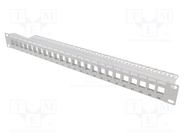 Patch panel; Keystone; Colour: grey; Number of ports: 24