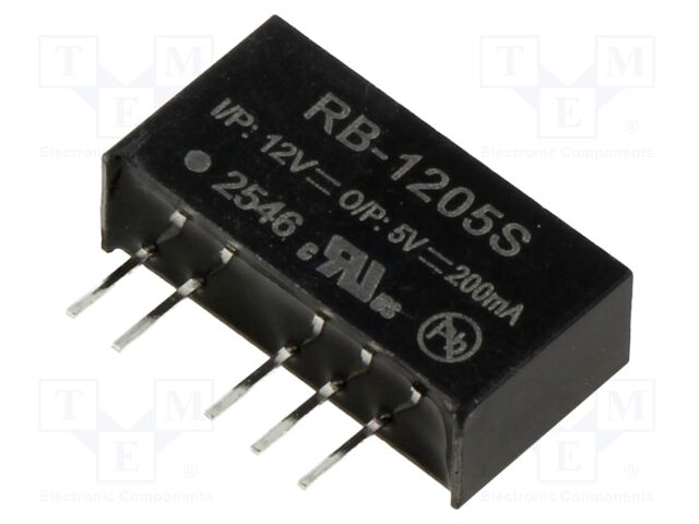 Converter: DC/DC; 1W; Uin: 10.8÷13.2V; Uout: 5VDC; Iout: 200mA; SIP7