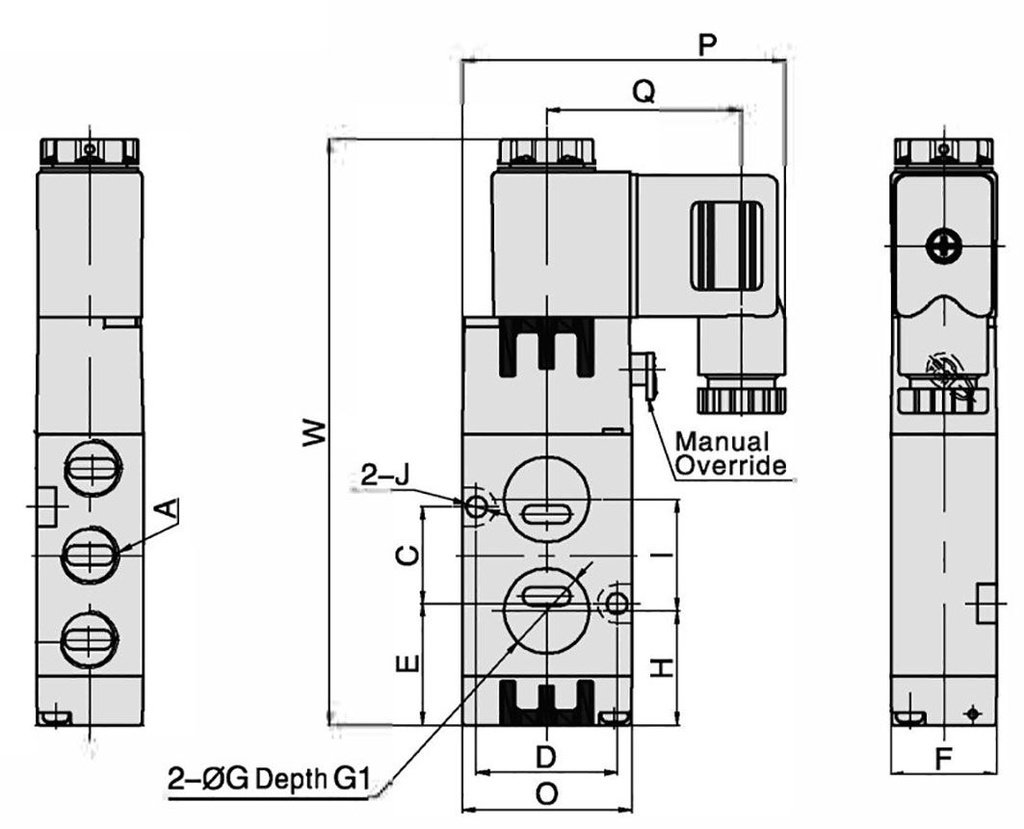 Electromagnetic valve; 1.5÷8bar; 5/2; Thread: G 1/4"; 24VDC