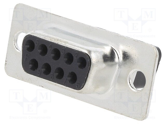 D-Sub; PIN: 9; plug; female; w/o contacts; crimped; for cable; black
