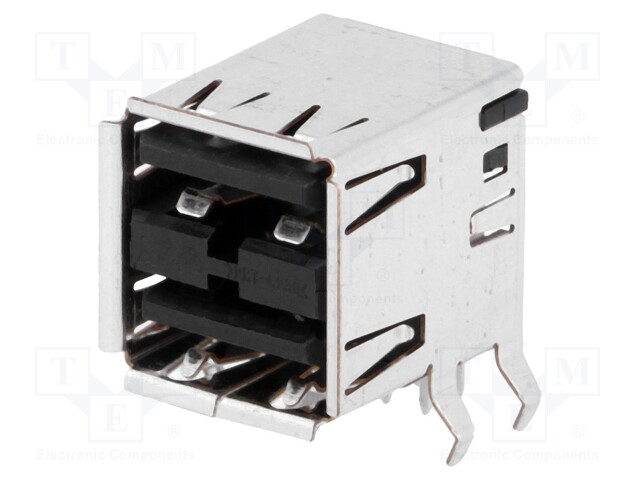 Socket; USB A; on PCBs; THT; PIN: 8; angled 90°; double