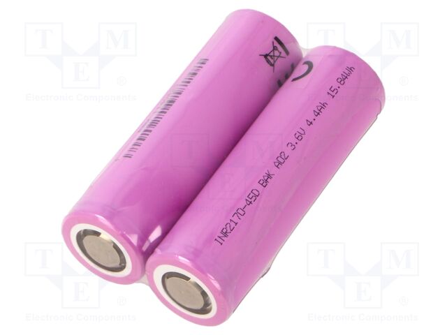Re-battery: Li-Ion; 21700; 3.6V; 4500mAh; Ø21.3x70.3mm; 30A