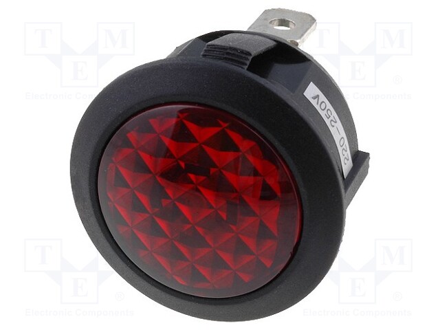 Indicator: with neon lamp; prominent; 230VAC; Cutout: Ø20mm; IP20