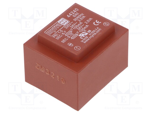 Transformer: encapsulated; 5VA; 230VAC; 24V; 24V; 104mA; 104mA