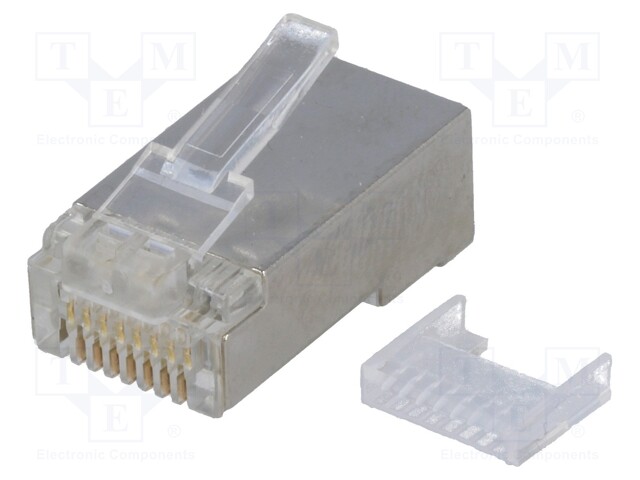Plug; RJ45; PIN: 8; Cat: 5e; shielded,with conductor guide