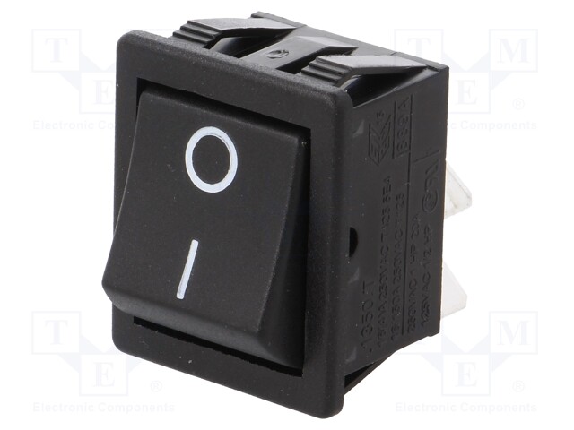 ROCKER; DPST; Pos: 2; OFF-ON; 16A/250VAC; black; none; Body: black