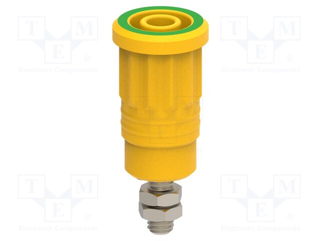 Connector: 4mm banana; socket; 36A; yellow-green; nickel plated