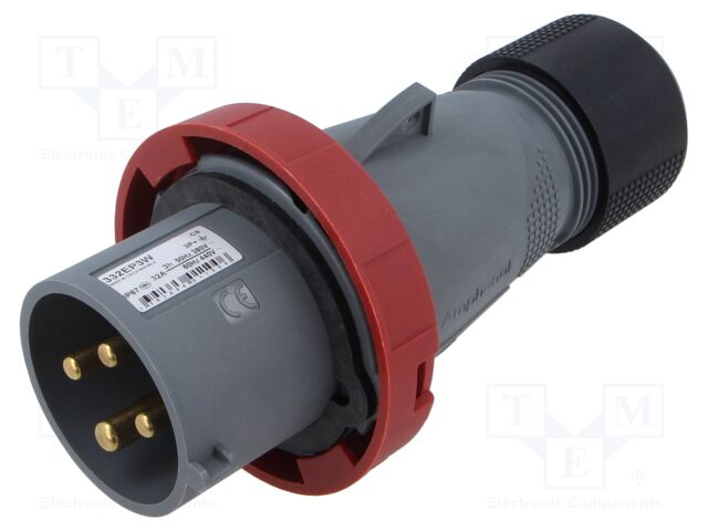 Connector: AC supply 3-phase; plug; male; straight; for cable