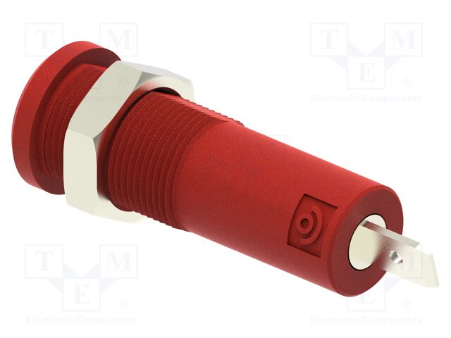 Connector: 4mm banana; socket; 10A; red; faston terminal