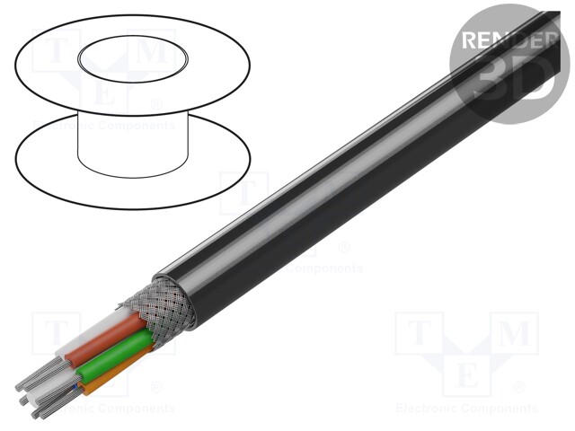 Wire; 6x20AWG; shielded,tinned copper braid; PVC; chrome; 300V