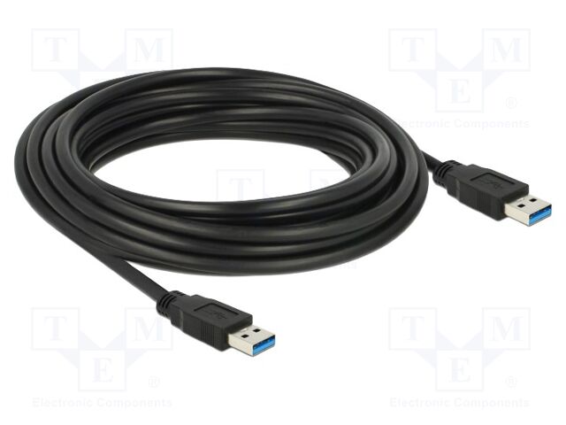 Cable; USB A plug,both sides; gold-plated; 5m; black; Cu; 5Gbps