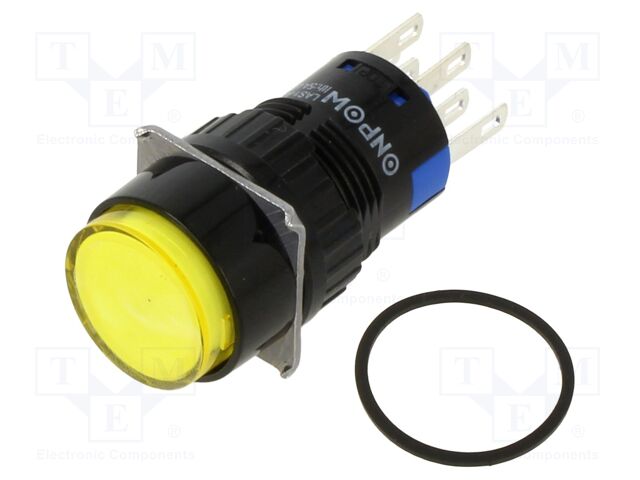 Switch: push-button; Pos: 2; SPDT x2; 0.5A/220VAC; 1A/24VDC; ON-ON