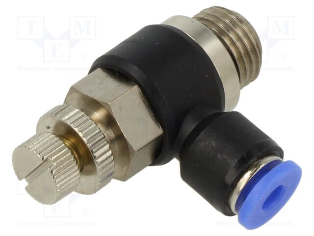 Throttle-check valve; -0.95÷15bar; nickel plated brass,PBT