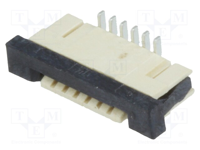 Connector: FFC (FPC); vertical; PIN: 6; ZIF; SMT; 0.5A; 30mΩ; 1mm