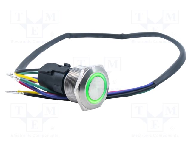 Switch: vandal resistant; SPDT; 3A/250VAC; IP67; ON-(ON); green; 3V