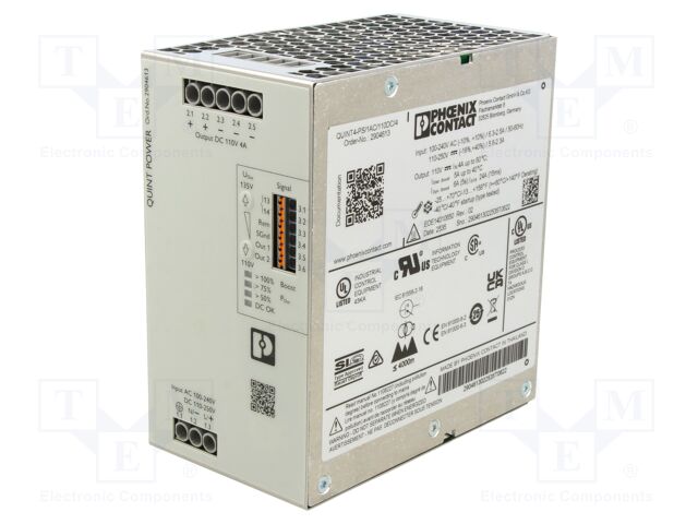 Power supply: switching; for DIN rail; 440W; 110VDC; 4A; IP20