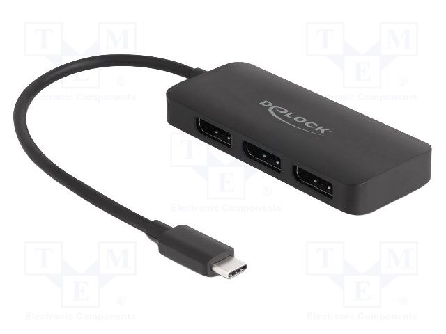 Splitter; DisplayPort 1.4; 0.15m; black; Input: USB C plug; black