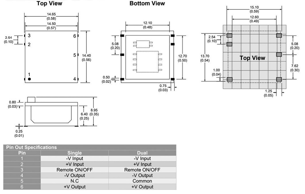 Converter: DC/DC; 2W; Uin: 4.5÷18V; Uout: 15VDC; Uout2: -15VDC; SMD