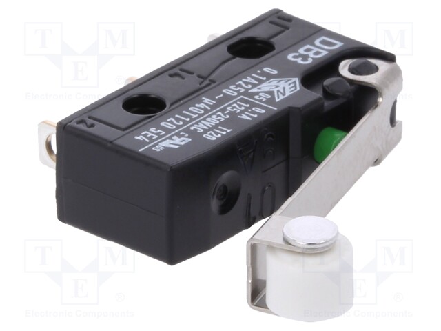 Microswitch SNAP ACTION; with roller; SPDT; 0.1A/250VAC; ON-(ON)