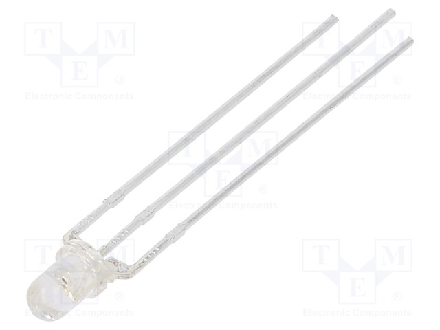 LED; 3mm; bicolour; red/blue; 890mcd; 2000mcd; 30°; Front: convex