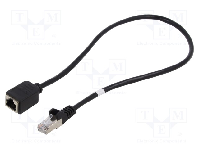 Extender RJ45; F/UTP; 5e; Cu; PVC; black; 500mm; Cores: 8; shielded