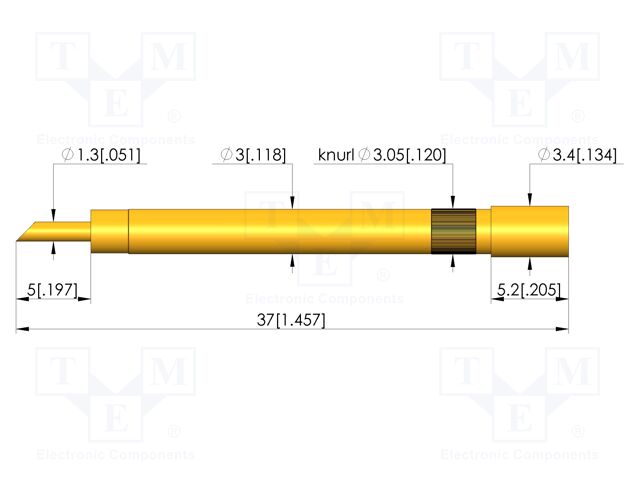 Test probe socket; gold-plated; KS-747; soldered; L: 37mm