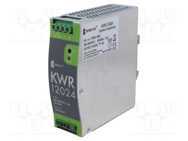 Power supply: switching; 120W; for DIN rail mounting; OUT: 1; KWR