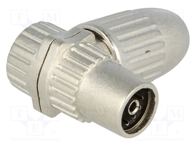 Plug; coaxial 9.5mm (IEC 169-2); female; shielded; angled 90°
