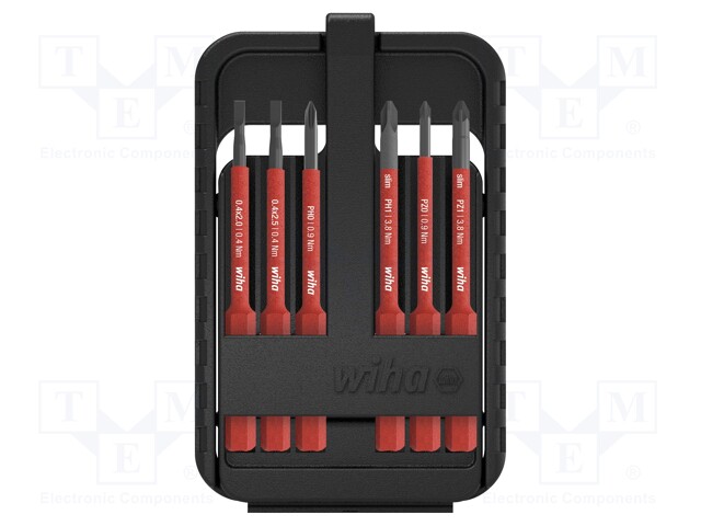 Kit: screwdriver bits; Pcs: 6; 1kVAC; slot; 75mm; max.5.5Nm