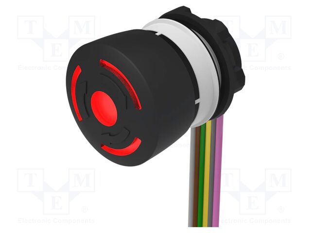 Switch: emergency stop; 22mm; Stabl.pos: 2; NC + NO; black; LED