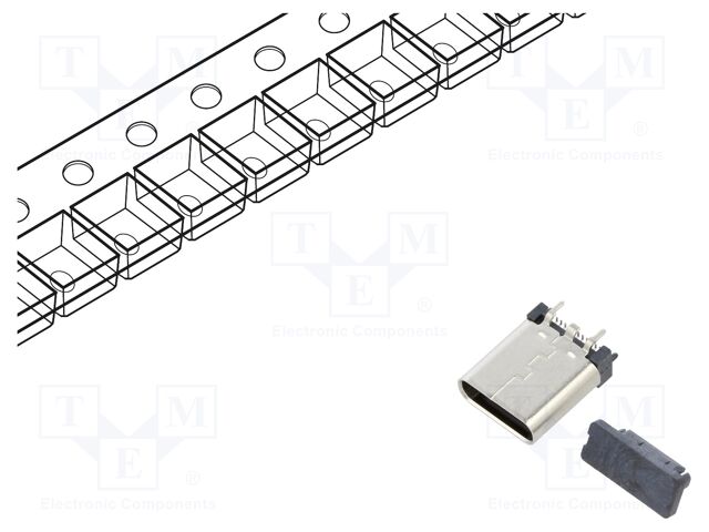 Connector: USB C; socket; SMT; PIN: 24; vertical; top board mount