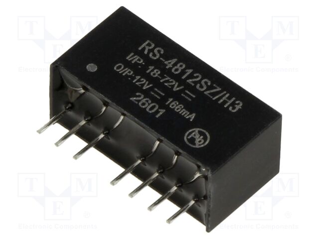 Converter: DC/DC; 2W; Uin: 18÷72V; Uout: 12VDC; Iout: 166mA; SIP8