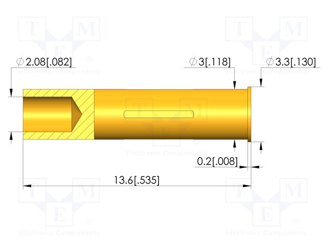 Test probe socket; gold-plated; KS-913; 13.6mm; test needles
