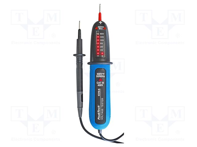 Tester: electrical; LEDs; VAC: 12V,24V,50V,120V,230V,400V; IP54