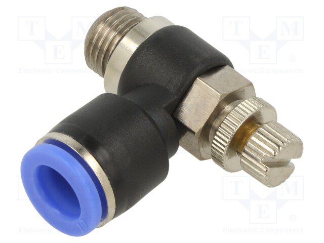 Throttle-check valve; -0.95÷15bar; nickel plated brass,PBT
