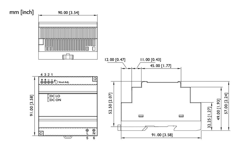 Power supply: switching; for DIN rail; 75W; 15VDC; 5A; 90÷264VAC