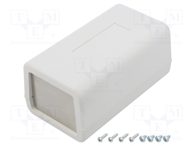 Enclosure: with panel; 1210; X: 75mm; Y: 132mm; Z: 62mm; ABS; grey